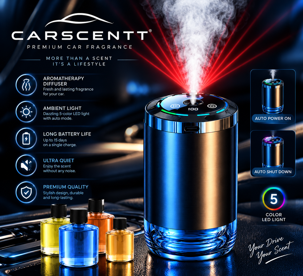 CARSCENTT™ Premium Smart Car Diffuser – Automatic Aromatherapy & LED Light